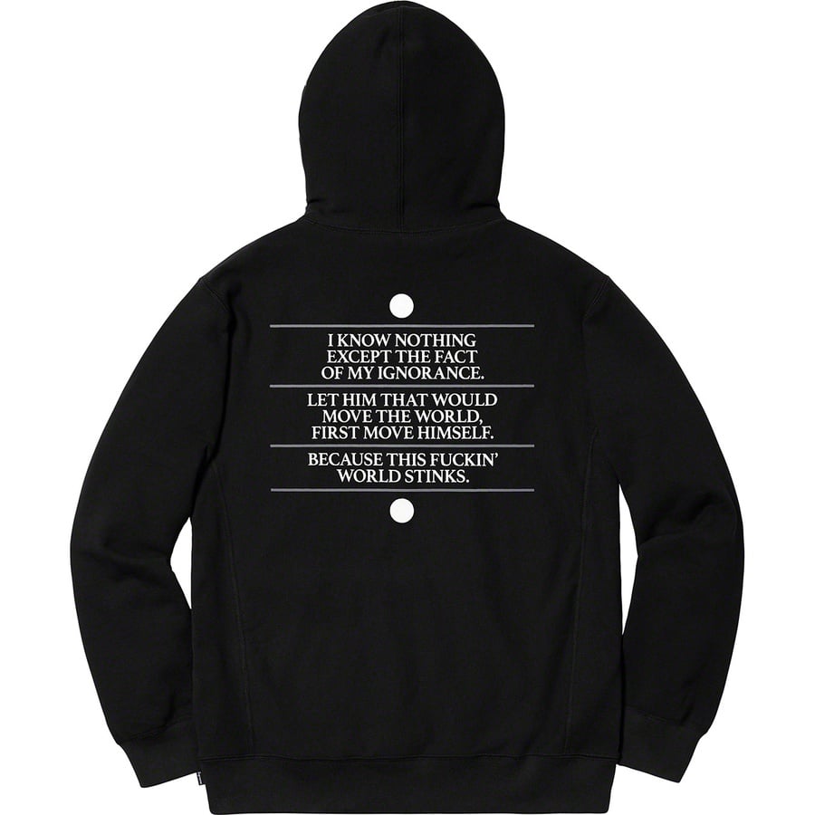 Details on Know Thyself Hooded Sweatshirt Black from spring summer
                                                    2019 (Price is $158)