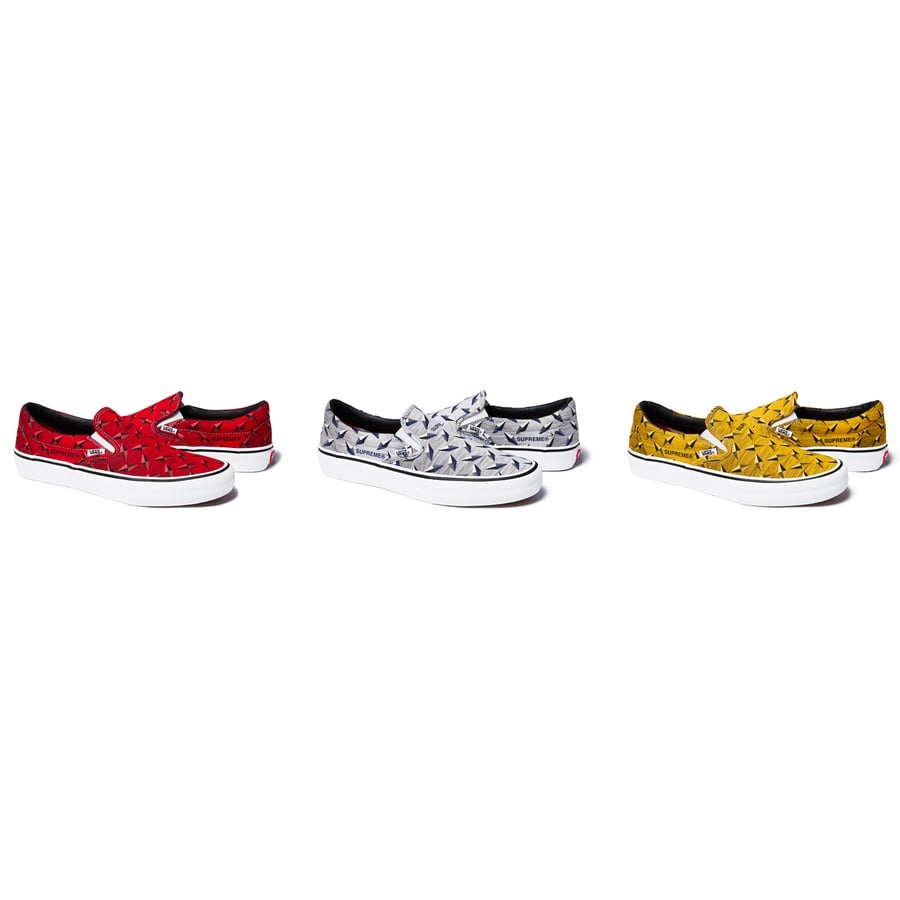 vans slip on supreme diamond plate white