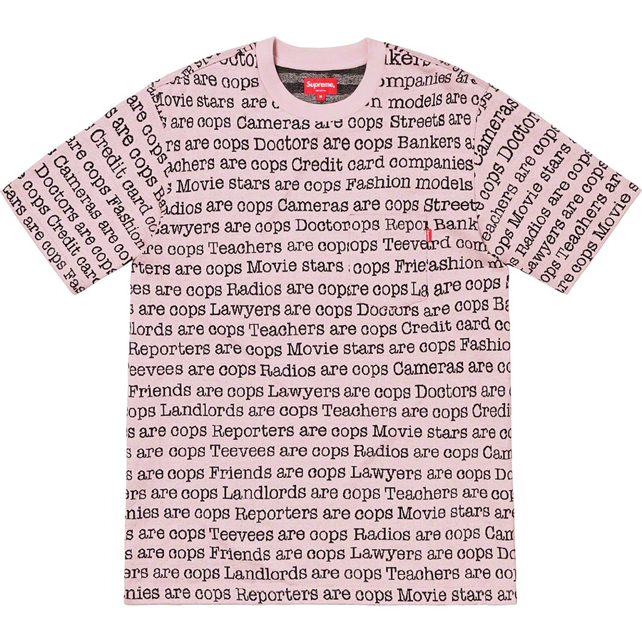 Supreme Cops Jacquard Pocket Tee (SS19) - Light Pink - $98