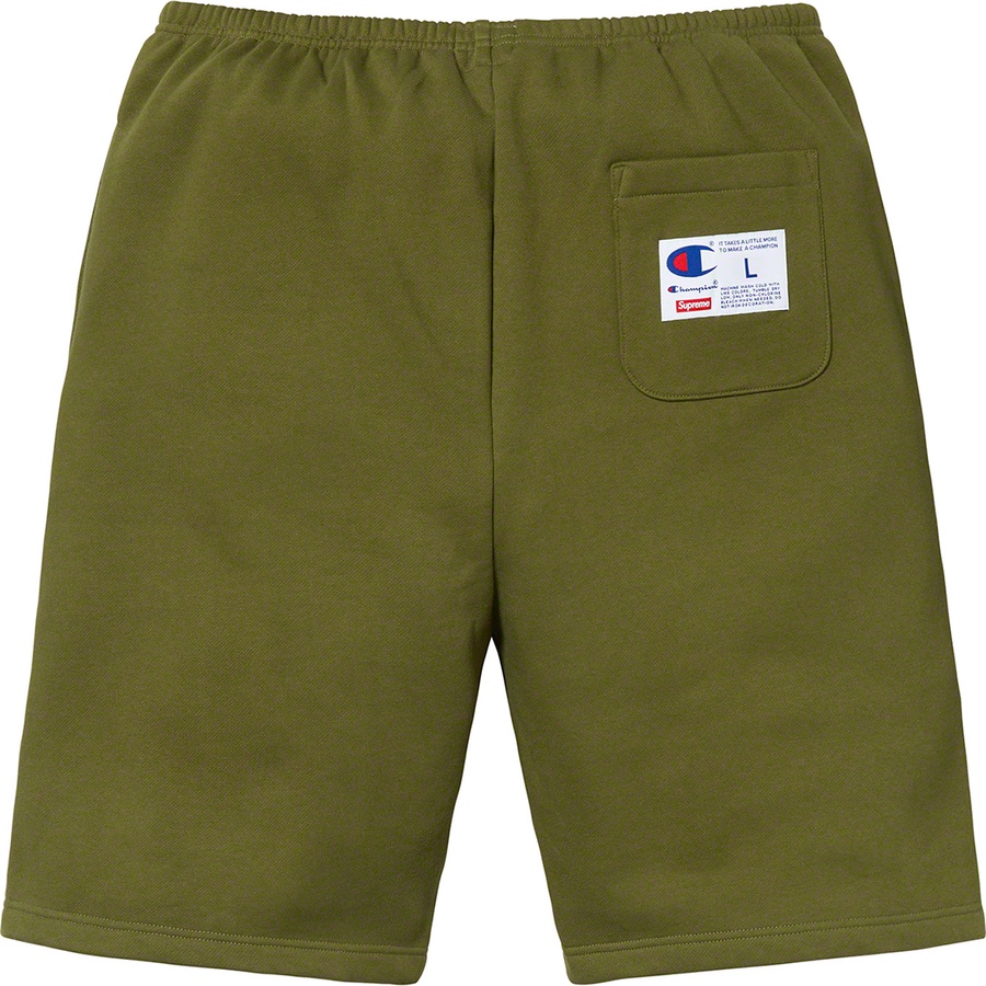 Details on Supreme Champion Outline Sweatshort Dark Olive from spring summer
                                                    2019 (Price is $118)