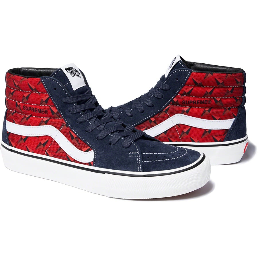 Details on Supreme Vans Diamond Plate Sk8-Hi Pro Navy from spring summer
                                                    2019 (Price is $110)