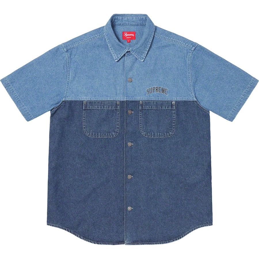 Details on 2-Tone Denim S S Shirt Blue from spring summer
                                                    2019 (Price is $128)