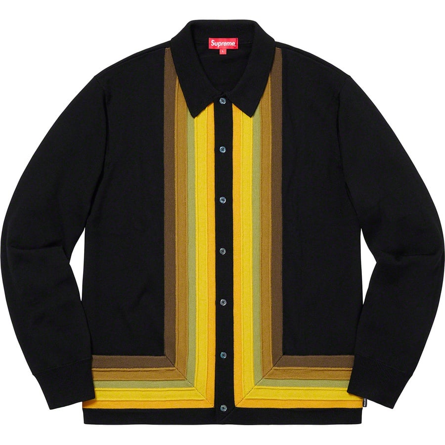 Details on Corner Stripe Polo Sweater Black from spring summer 2019 (Price is $168)