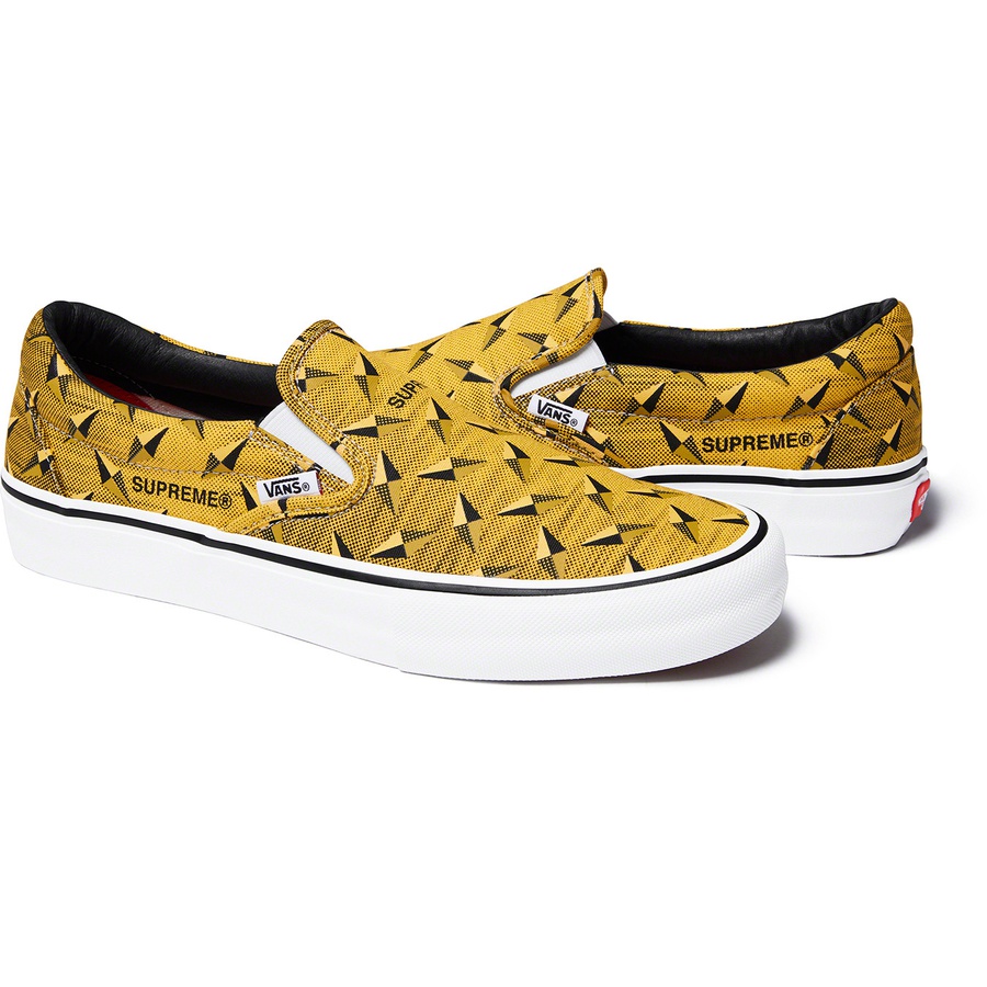 Details on Supreme Vans Diamond Plate Slip-On Pro Yellow from spring summer 2019 (Price is $98)
