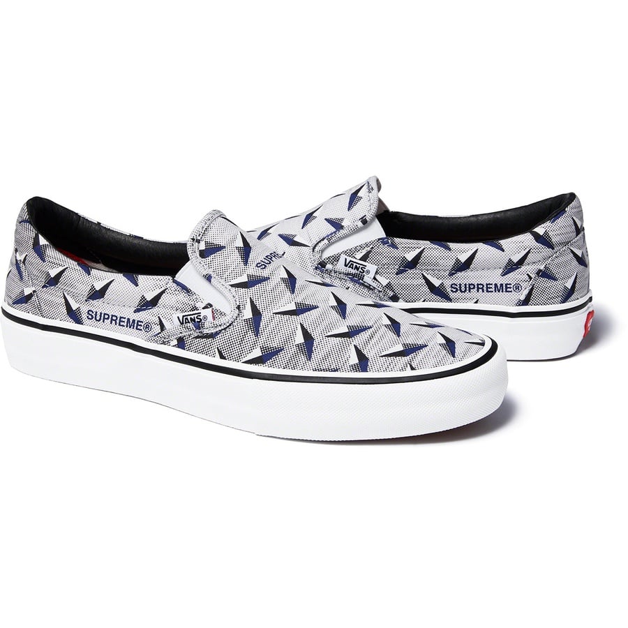 Details on Supreme Vans Diamond Plate Slip-On Pro White from spring summer
                                                    2019 (Price is $98)