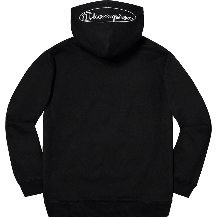 Details on Supreme Champion Outline Hooded Sweatshirt Black from spring summer
                                                    2019 (Price is $148)