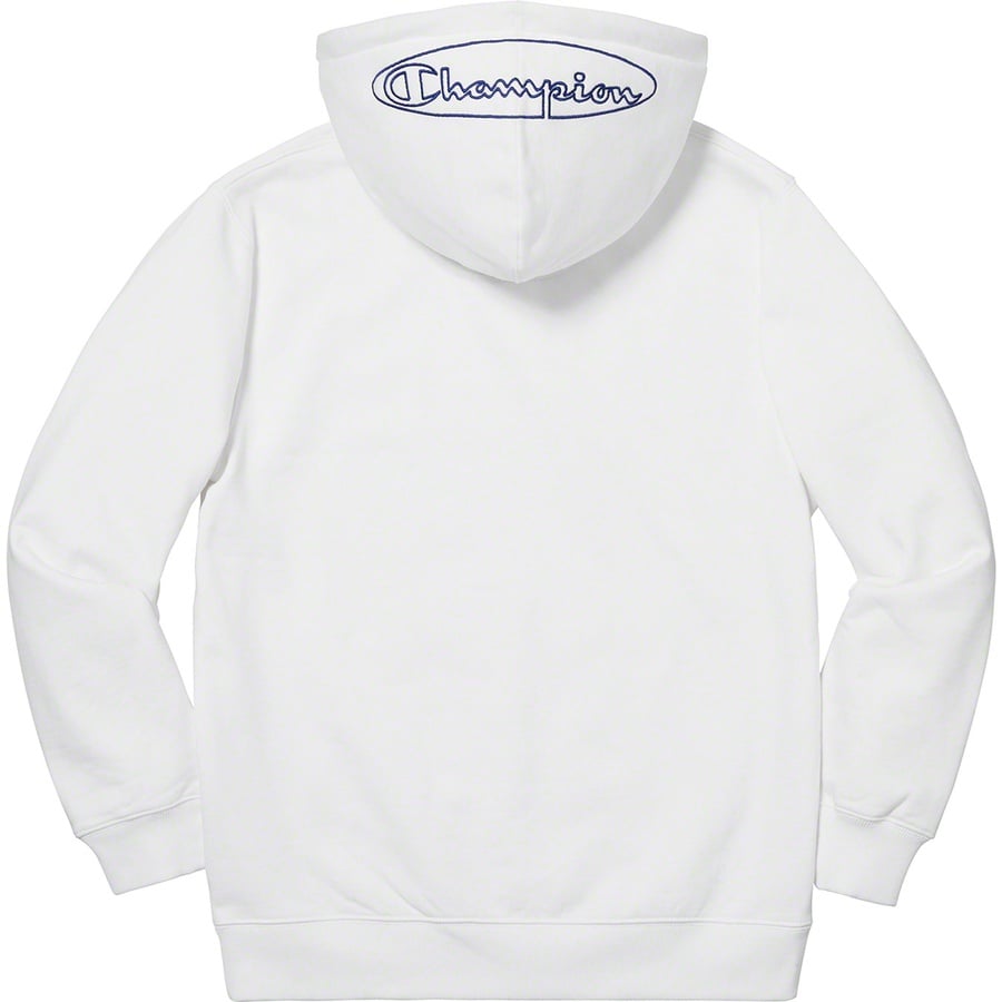 Details on Supreme Champion Outline Hooded Sweatshirt White from spring summer
                                                    2019 (Price is $148)