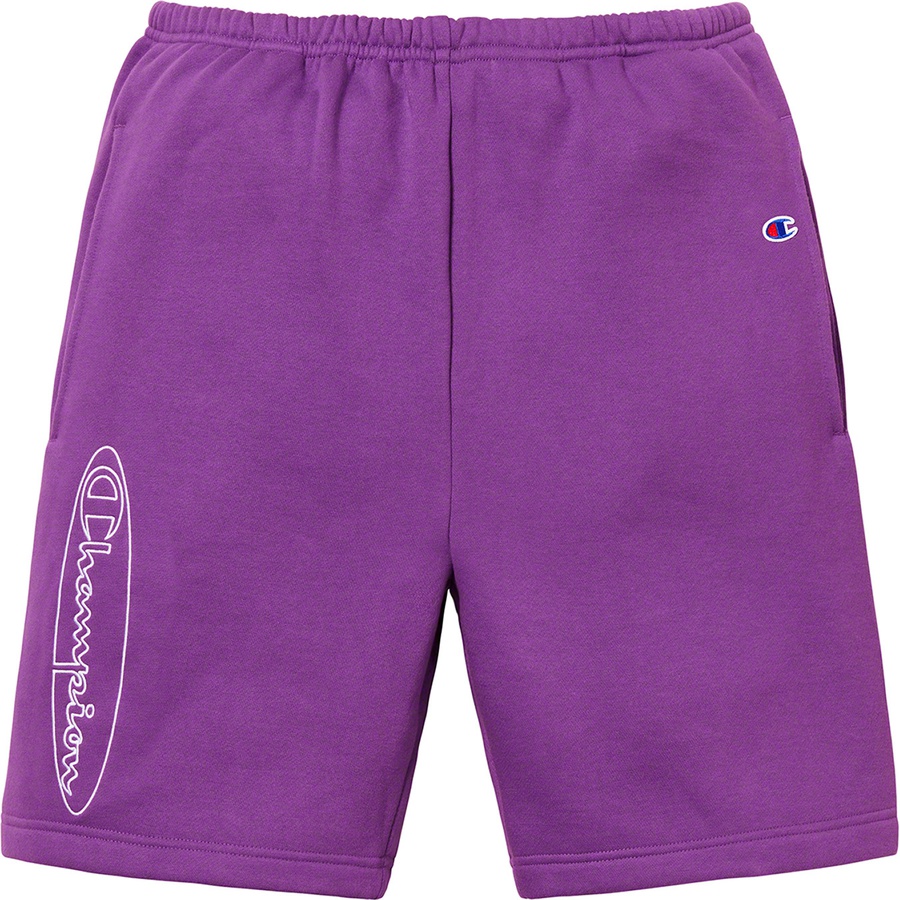 Details on Supreme Champion Outline Sweatshort Purple from spring summer
                                                    2019 (Price is $118)