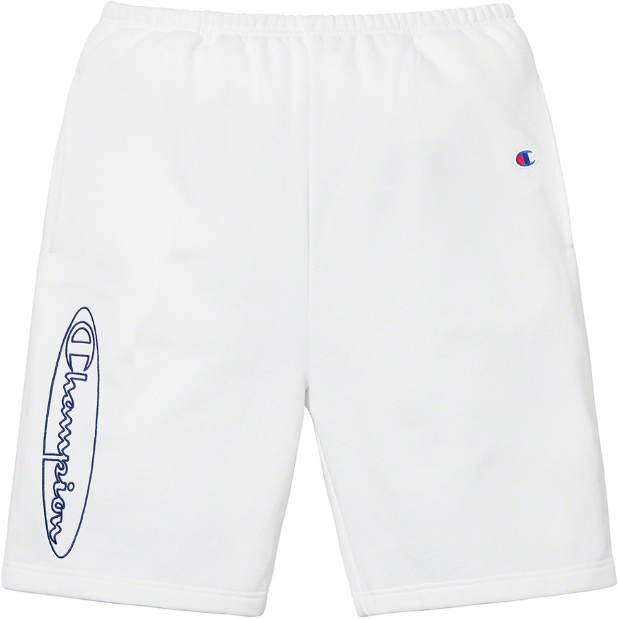 Details on Supreme Champion Outline Sweatshort White from spring summer
                                                    2019 (Price is $118)