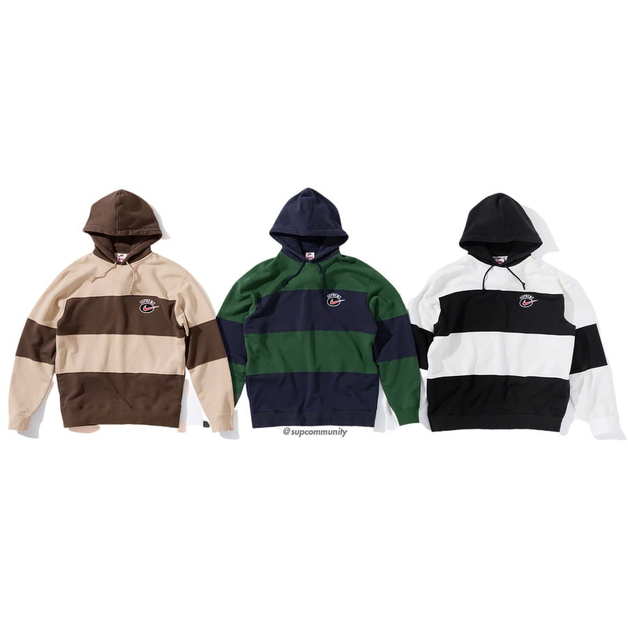 Supreme Supreme Nike Stripe Hooded Sweatshirt for spring summer 19 season