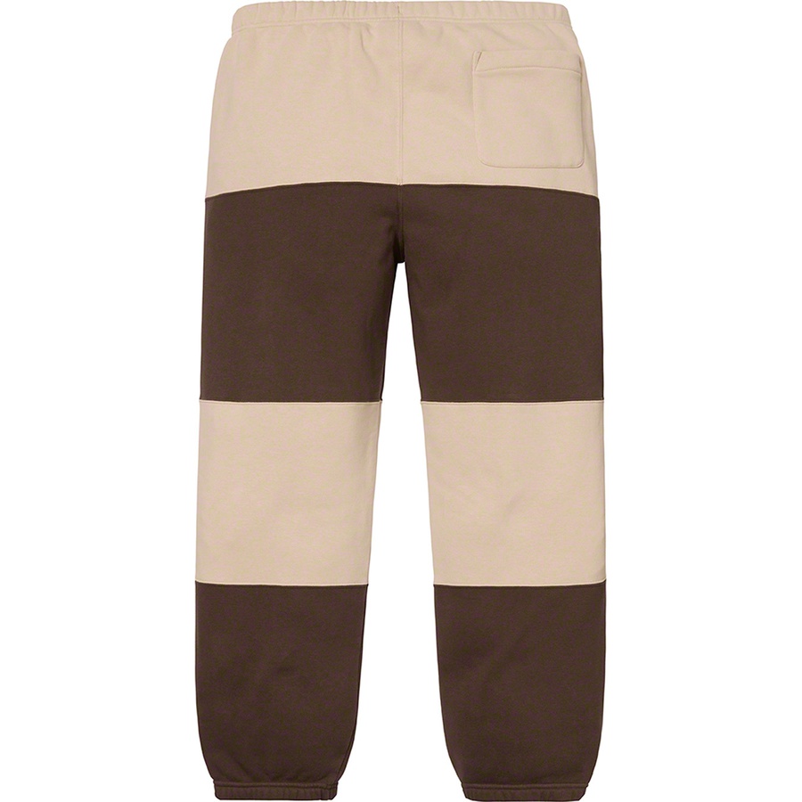 Details on Supreme Nike Stripe Sweatpant Tan from spring summer
                                                    2019 (Price is $138)