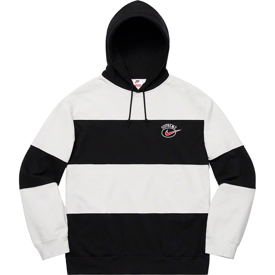 Details on Supreme Nike Stripe Hooded Sweatshirt Black from spring summer
                                                    2019 (Price is $138)