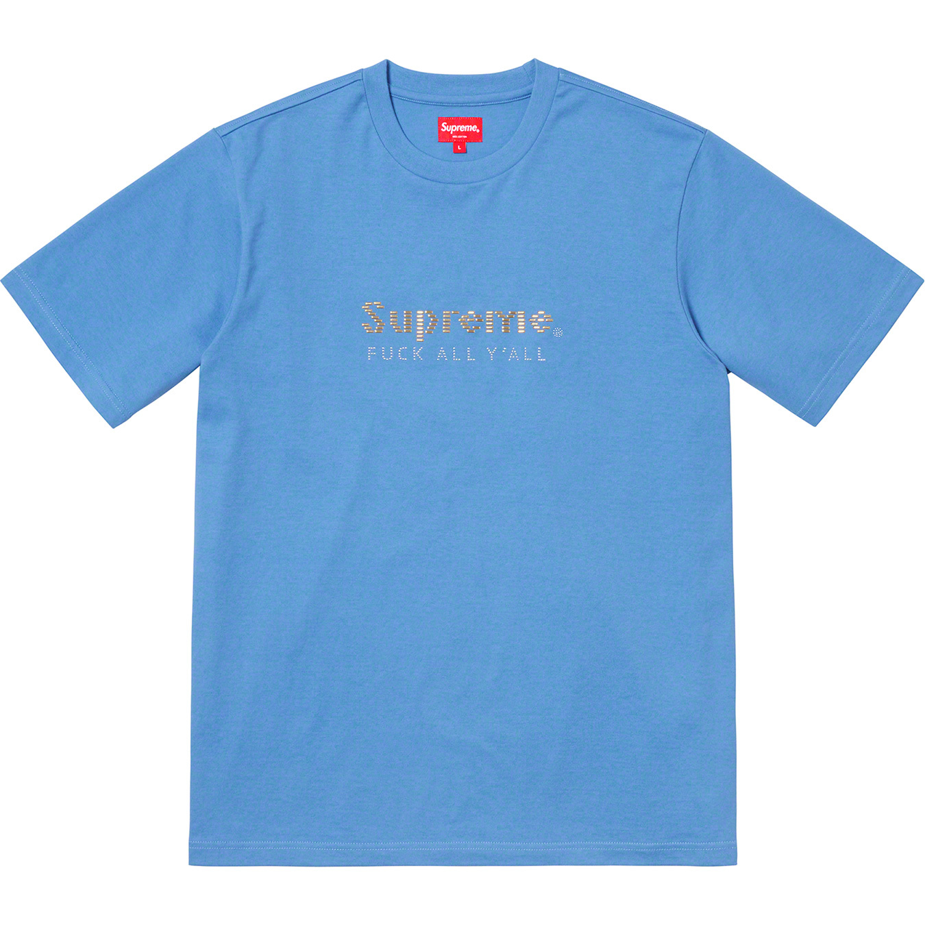 Supreme gold. Supreme футболка. Голубая футболка Supreme. Supreme ss19. Футболка Суприм оригинал.