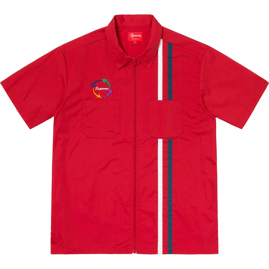 Details on Zip Up S S Work Shirt Red from spring summer
                                                    2019 (Price is $128)