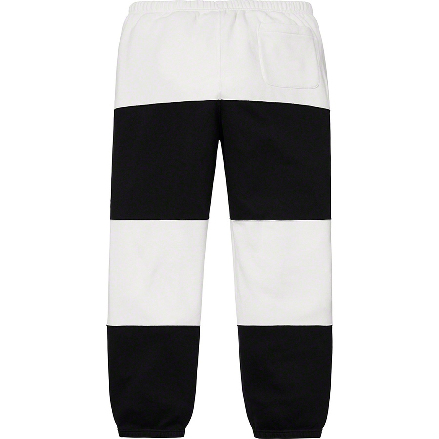 Details on Supreme Nike Stripe Sweatpant Black from spring summer 2019 (Price is $138)