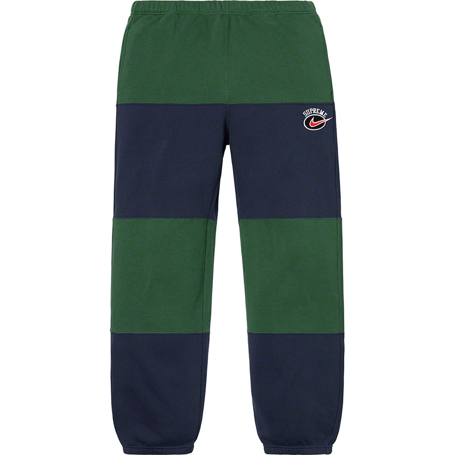 Details on Supreme Nike Stripe Sweatpant Navy from spring summer
                                                    2019 (Price is $138)