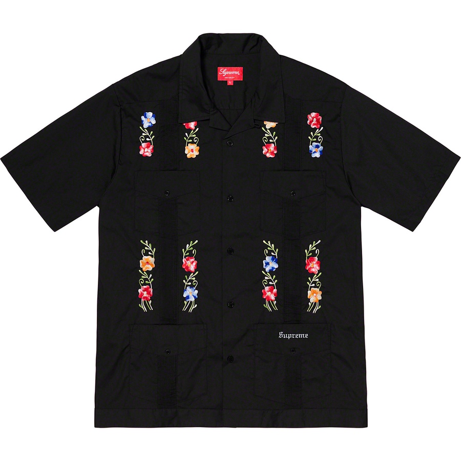 Details on Flowers Guayabera S S Shirt Black from spring summer 2019 (Price is $168)