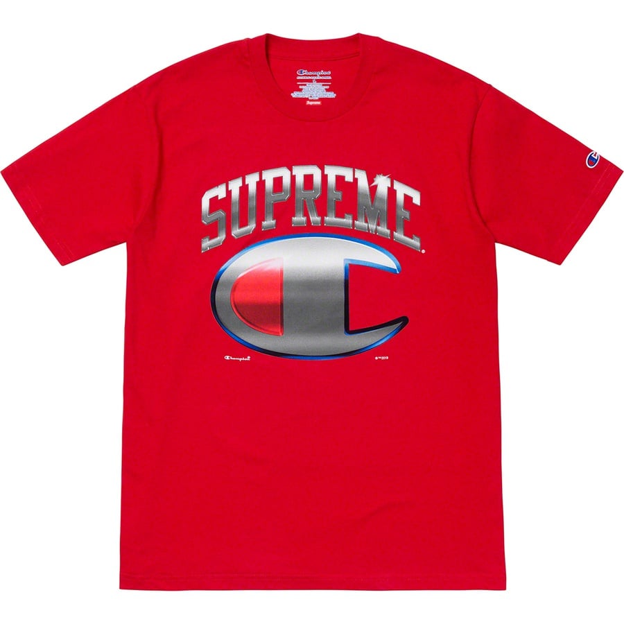 Details on Supreme Champion Chrome S S Top Red from spring summer
                                                    2019 (Price is $48)