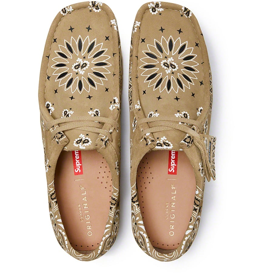 Details on Supreme Clarks Originals Bandana Wallabee Tan from spring summer
                                                    2019 (Price is $198)