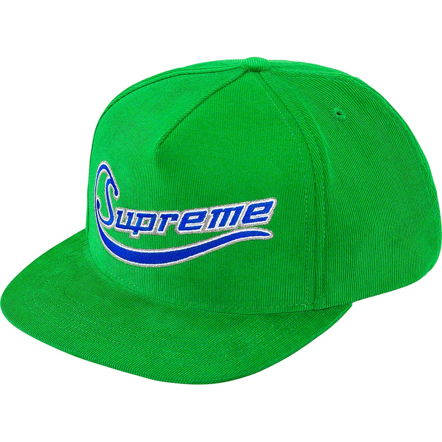 Details on Metallic Logo Corduroy 5-Panel Green from spring summer 2019 (Price is $44)