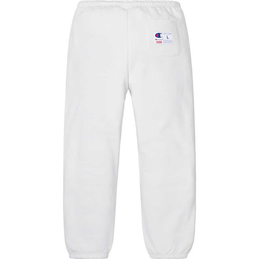 Details on Supreme Champion Chrome Sweatpant White from spring summer
                                                    2019 (Price is $148)