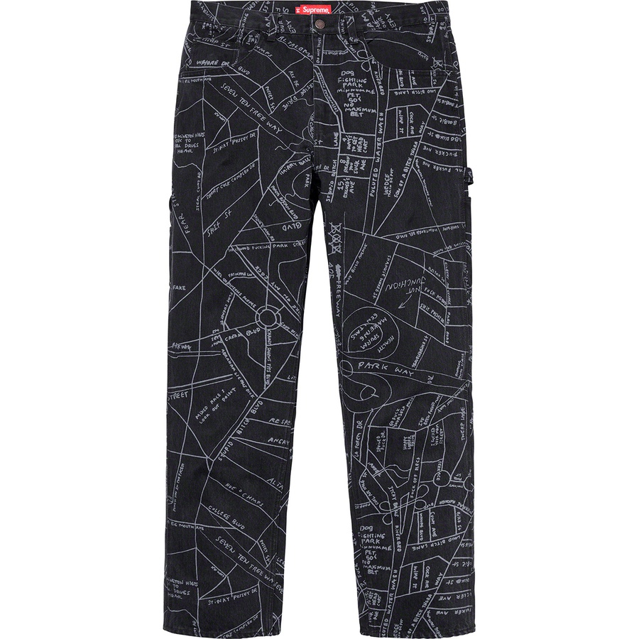 Details on Gonz Map Denim Painter Pant Washed Black from spring summer
                                                    2019 (Price is $158)