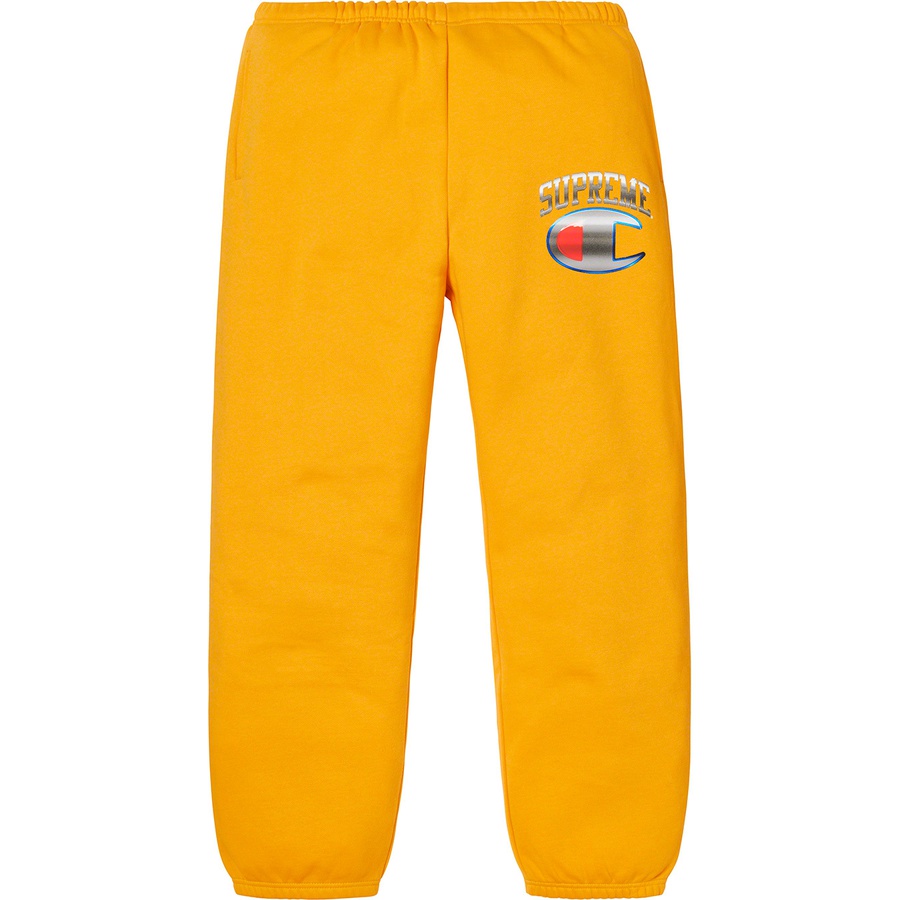 Details on Supreme Champion Chrome Sweatpant Gold from spring summer
                                                    2019 (Price is $148)