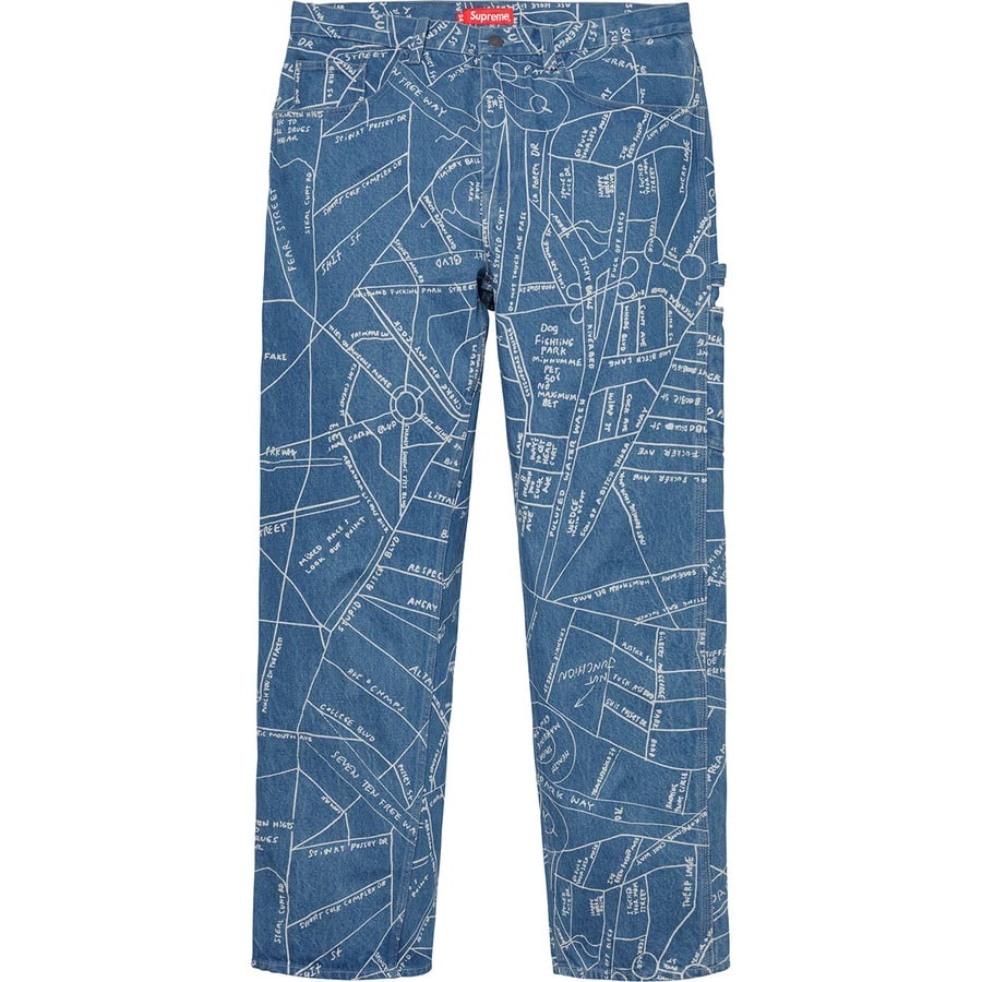 Details on Gonz Map Denim Painter Pant Washed Blue from spring summer 2019 (Price is $158)