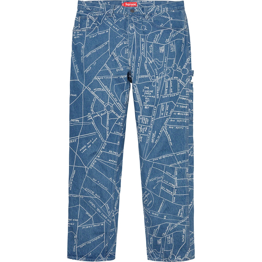 Details on Gonz Map Denim Painter Pant Washed Blue from spring summer
                                                    2019 (Price is $158)