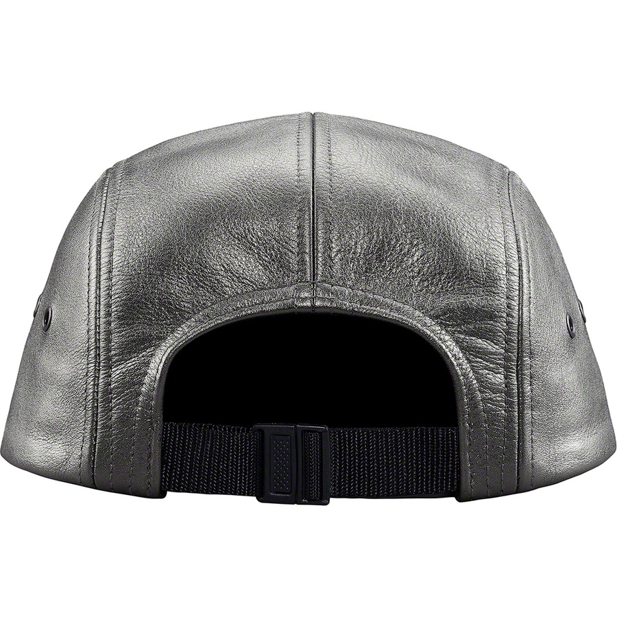 Details on Pebbled Leather Camp Cap Gunmetal from spring summer
                                                    2019 (Price is $78)