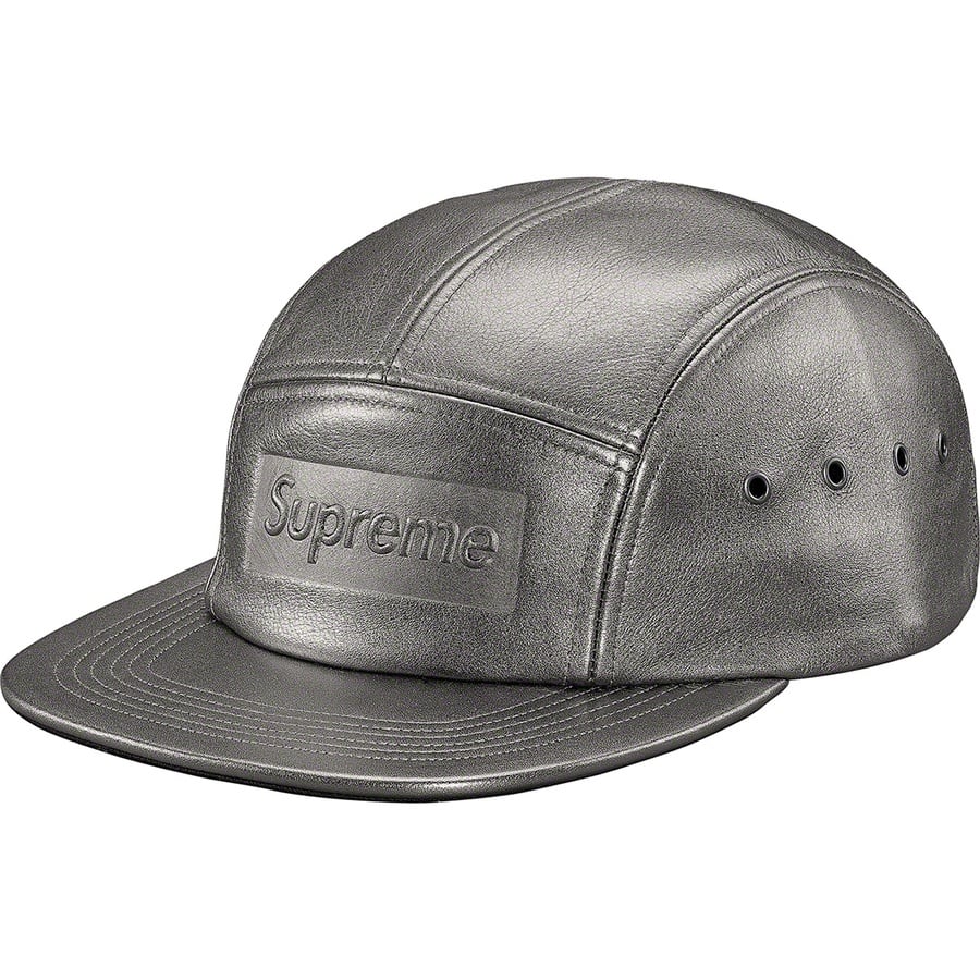 Details on Pebbled Leather Camp Cap Gunmetal from spring summer
                                                    2019 (Price is $78)