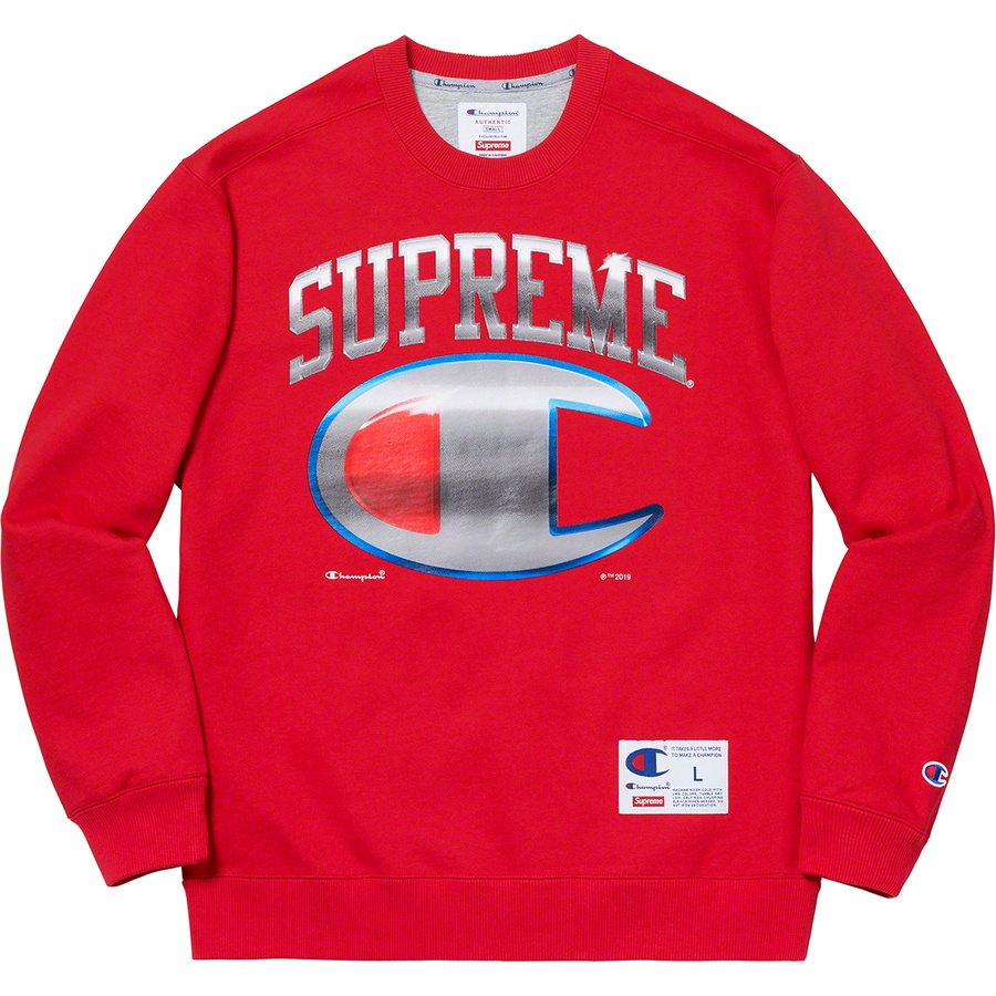 Details on Supreme Champion Chrome Crewneck Red from spring summer
                                                    2019 (Price is $148)