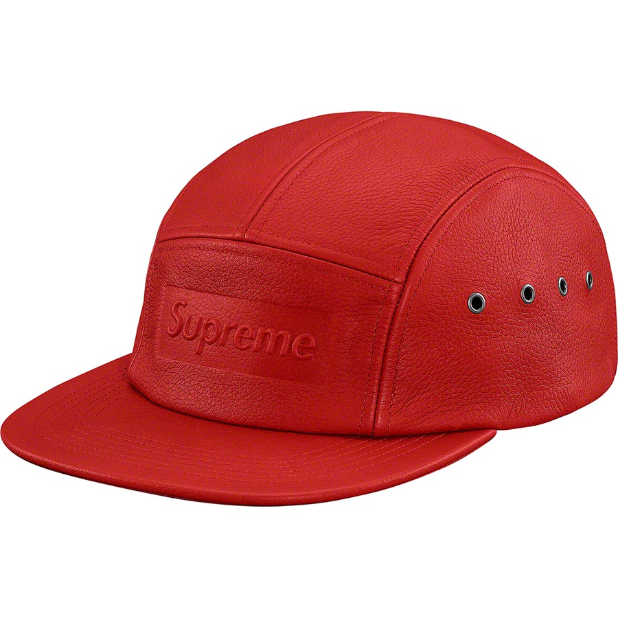 Details on Pebbled Leather Camp Cap Red from spring summer
                                                    2019 (Price is $78)
