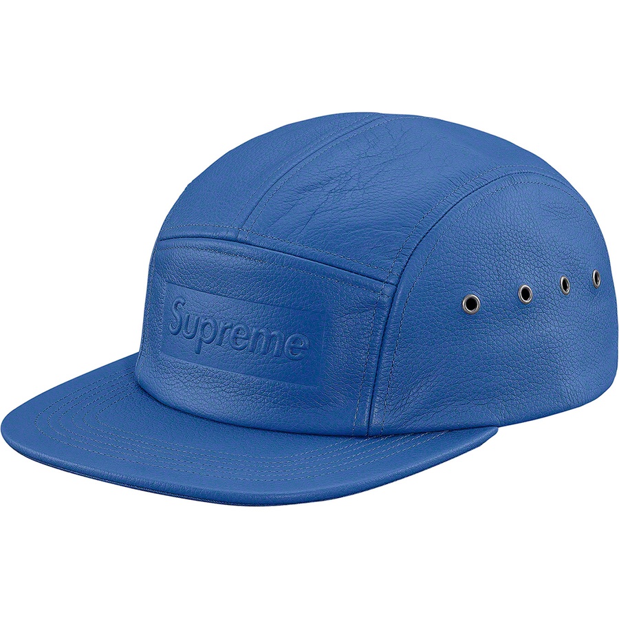 Details on Pebbled Leather Camp Cap Blue from spring summer
                                                    2019 (Price is $78)