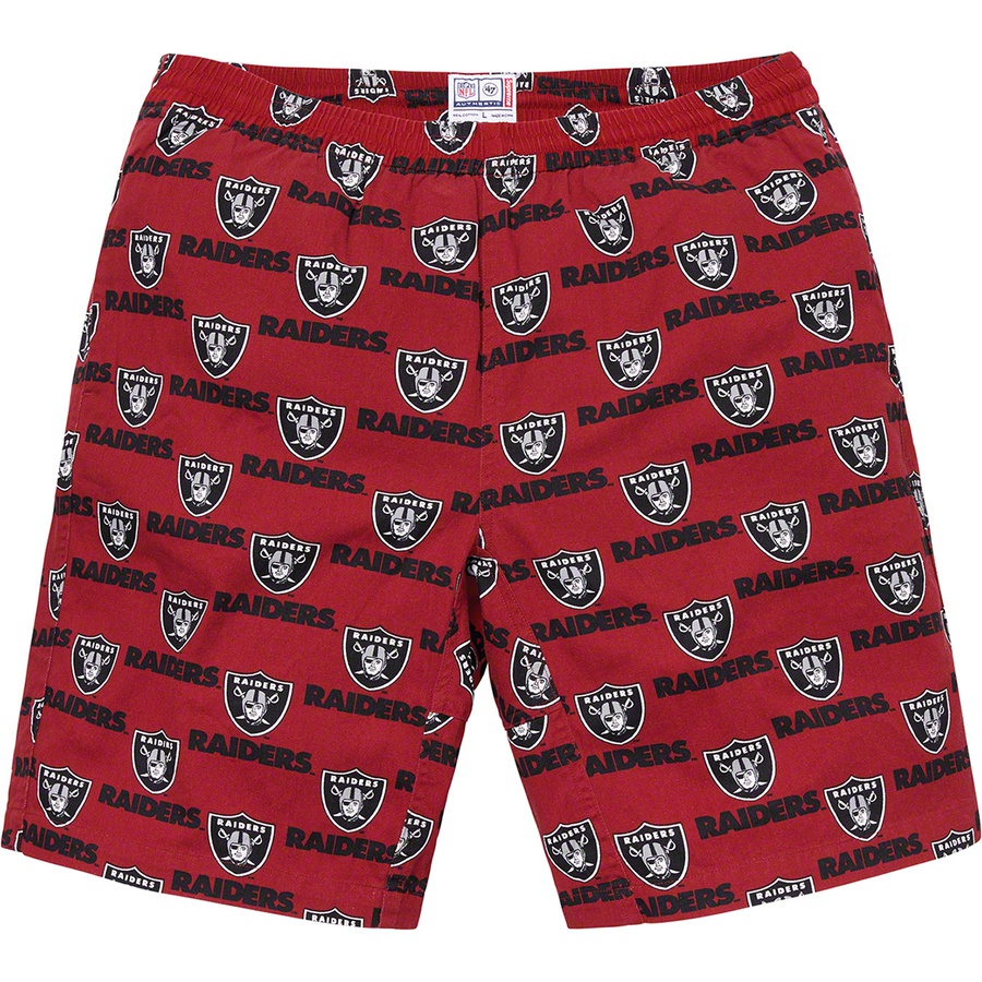 Details on Supreme NFL Raiders '47 Twill Short Light Burgundy  from spring summer 2019 (Price is $118)