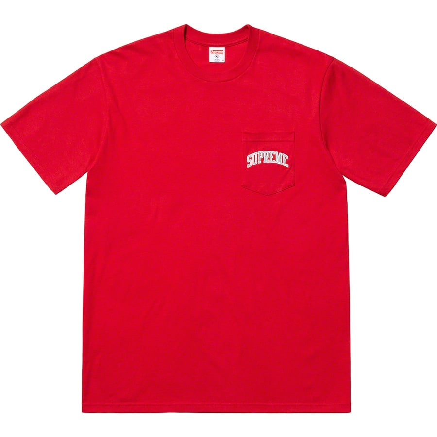 Details on Supreme NFL Raiders '47 Pocket Tee Red from spring summer
                                                    2019 (Price is $48)