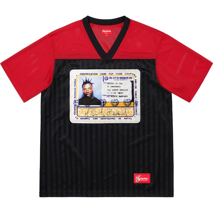 Details on Ol' Dirty Bastard Football Top Red from spring summer
                                                    2019 (Price is $128)