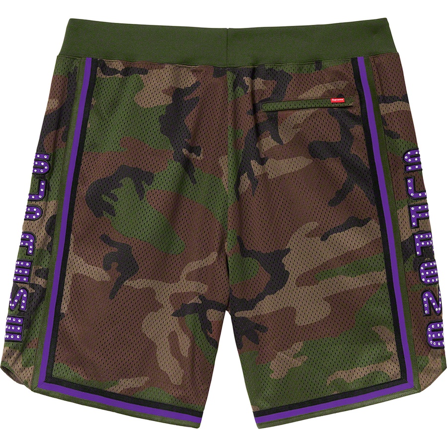 Details on Rhinestone Basketball Short Woodland Camo from spring summer 2019 (Price is $110)