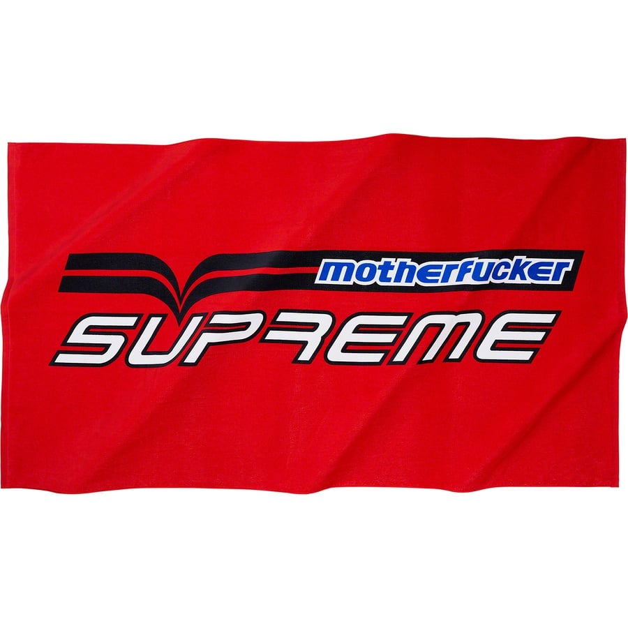 Details on Motherfucker Towel Red from spring summer
                                                    2019 (Price is $68)