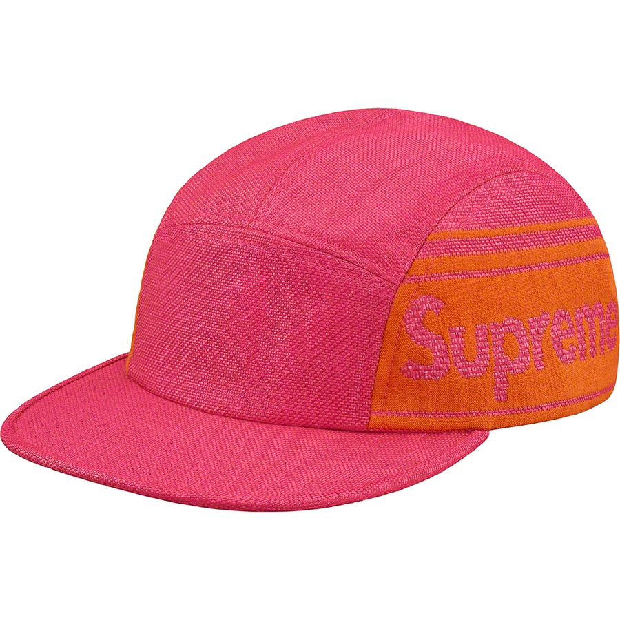 Details on Raffia Woven Logo Camp Cap Magenta from spring summer 2019 (Price is $54)