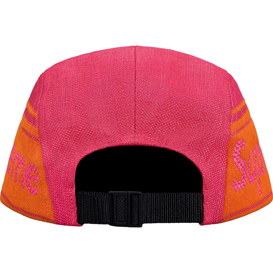 Details on Raffia Woven Logo Camp Cap Magenta from spring summer 2019 (Price is $54)
