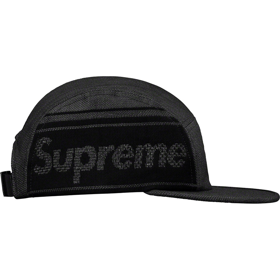 Details on Raffia Woven Logo Camp Cap Black from spring summer 2019 (Price is $54)