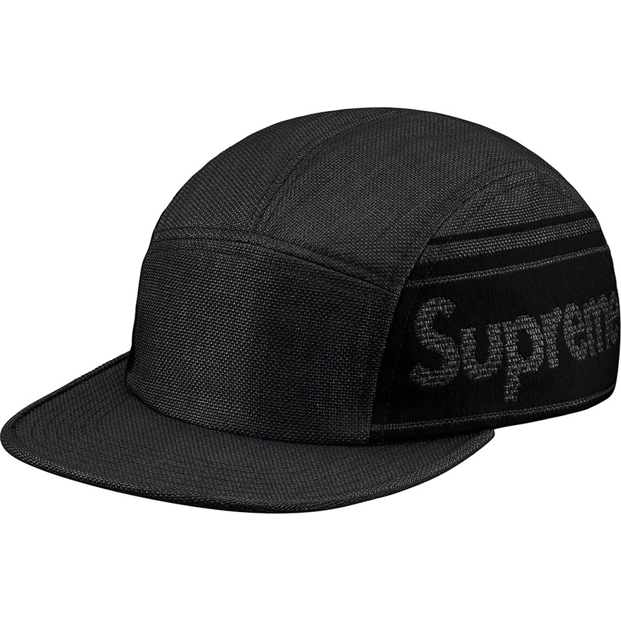 Details on Raffia Woven Logo Camp Cap Black from spring summer 2019 (Price is $54)