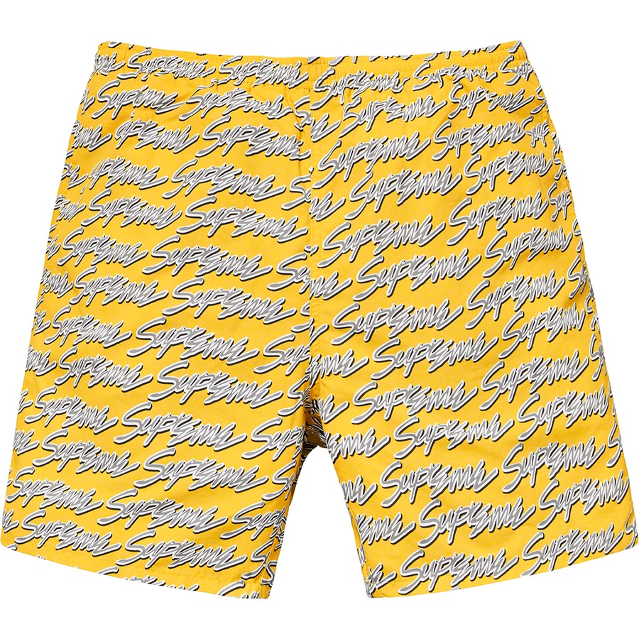 Details on Signature Script Logo Water Short Yellow from spring summer
                                                    2019 (Price is $118)