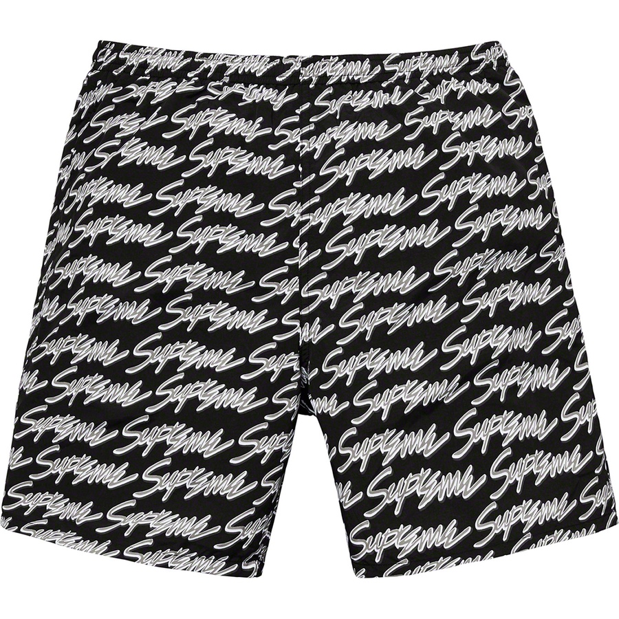 Details on Signature Script Logo Water Short Black from spring summer 2019 (Price is $118)