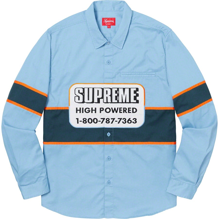 Details on High Powered Work Shirt Light Blue from fall winter 2019 (Price is $138)