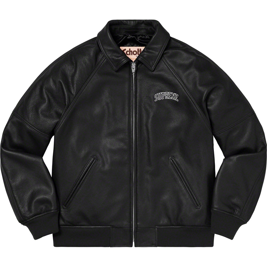 Details on Martin Wong Supreme Schott 8-Ball Leather Varsity Jacket Black from fall winter
                                                    2019 (Price is $798)