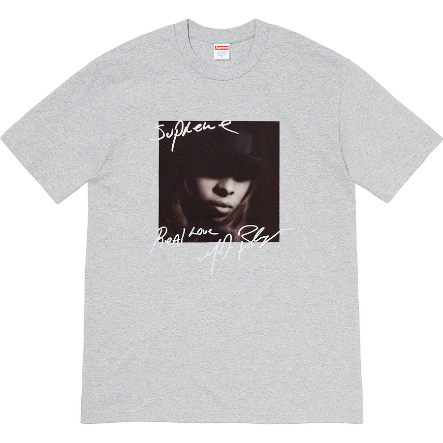 Details on Mary J. Blige Tee Heather Grey from fall winter
                                                    2019 (Price is $48)