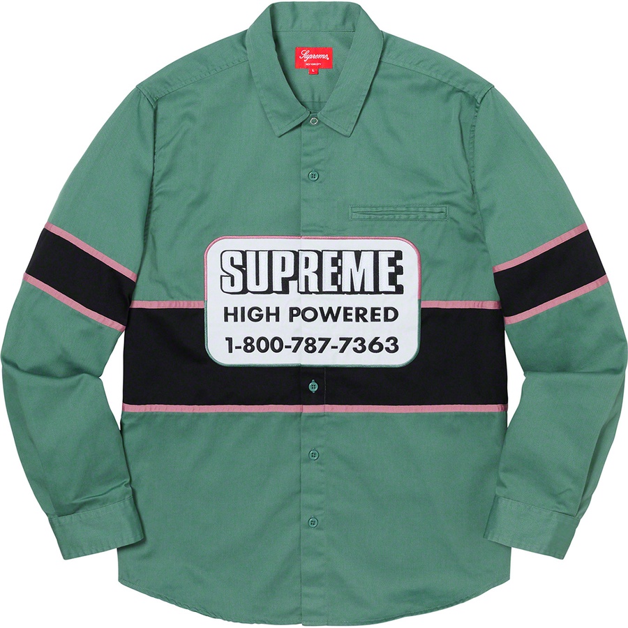 Details on High Powered Work Shirt Light Green from fall winter 2019 (Price is $138)