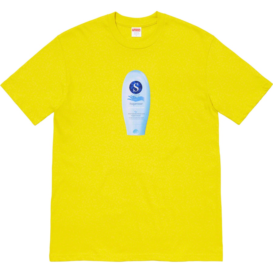 Details on Super Cream Tee Sulfur from fall winter 2019 (Price is $38)